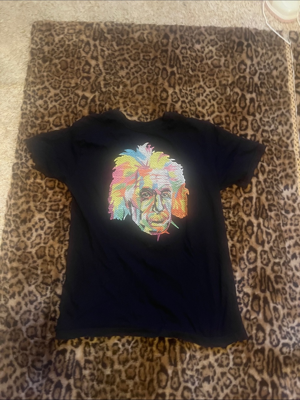 Bioworld Black Kids T-Shirt with Neon Multicolor Einstein Graphic